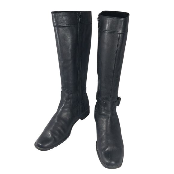 WHAT'S WHAT! BLACK GENUINE LEATHER ANKLE STRAP & BUCKLE WESTERN CUT BOOTS! SZ 8M - Picture 3 of 11